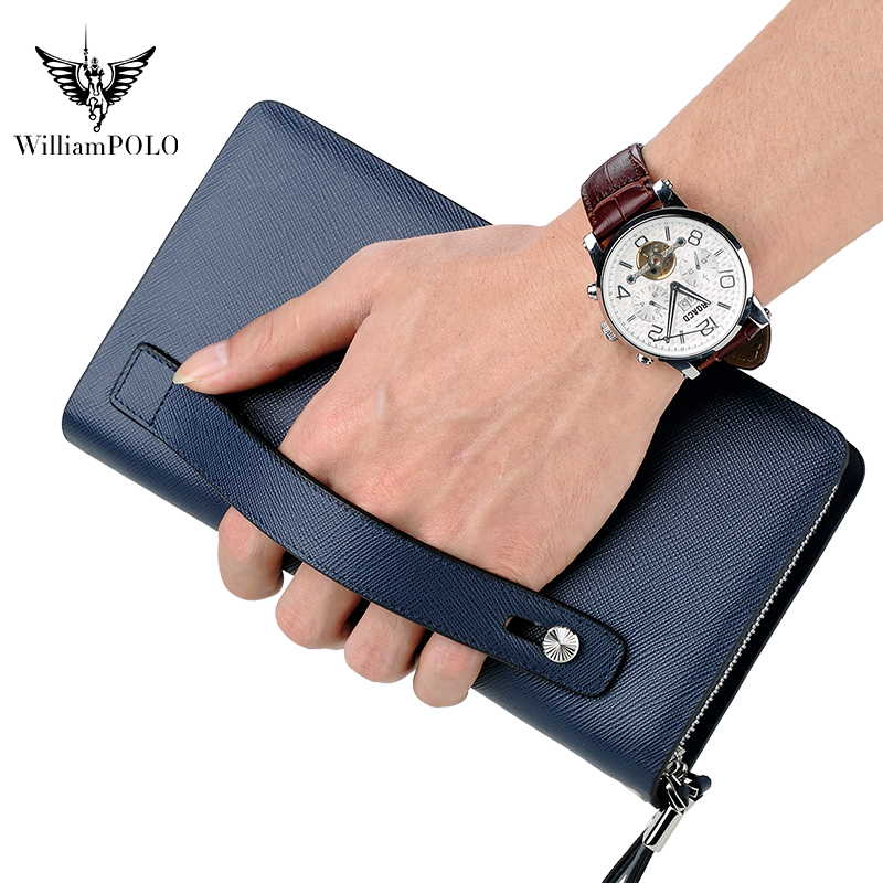 Car Accessories Gifts For Men - WILLIAMPOLO Luksusowa męska skórzana torba kopertówka,