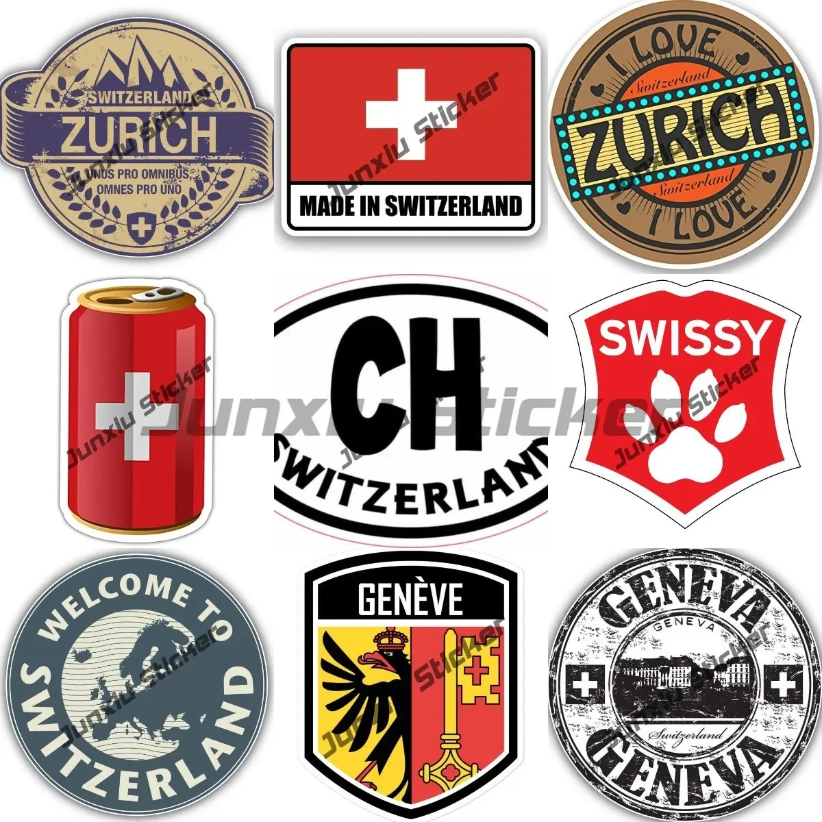 Car Accessories Zurich - Naklejka Szwajcarska Okrągła Etykieta Pieczęć Emblemat