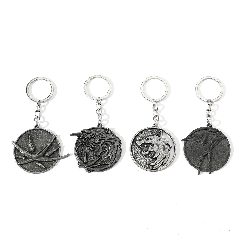 Car Accessories Gifts For Men - Brelok Vintage z Głową Wilka, Medalion