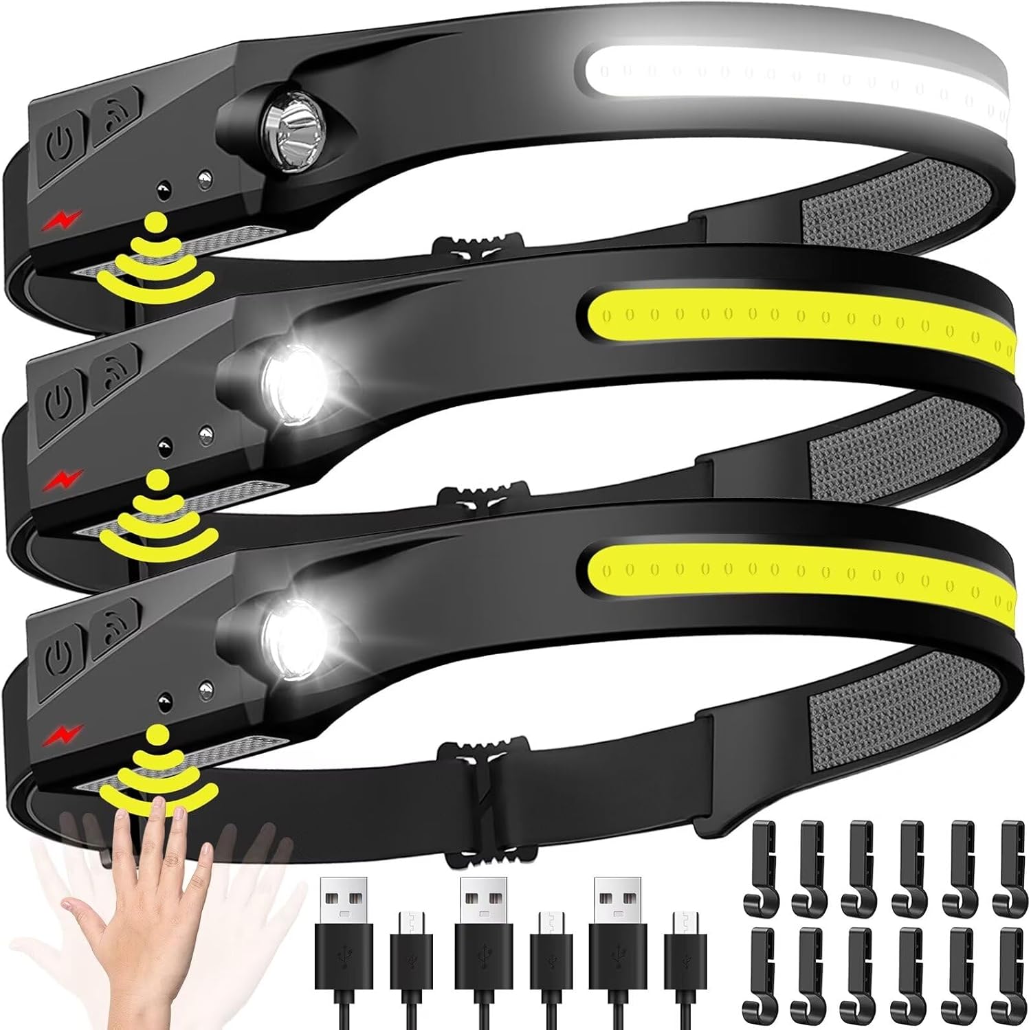 Led Headlight Bulbs - Latarka czołowa LED z czujnikiem, ładowalna,
